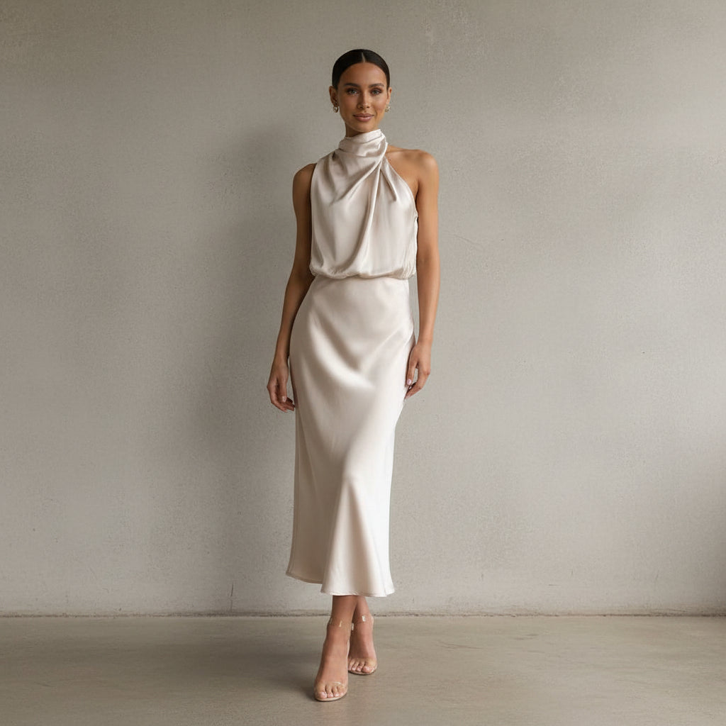 Juris - Elegante vestido largo brillante para ocasiones especiales