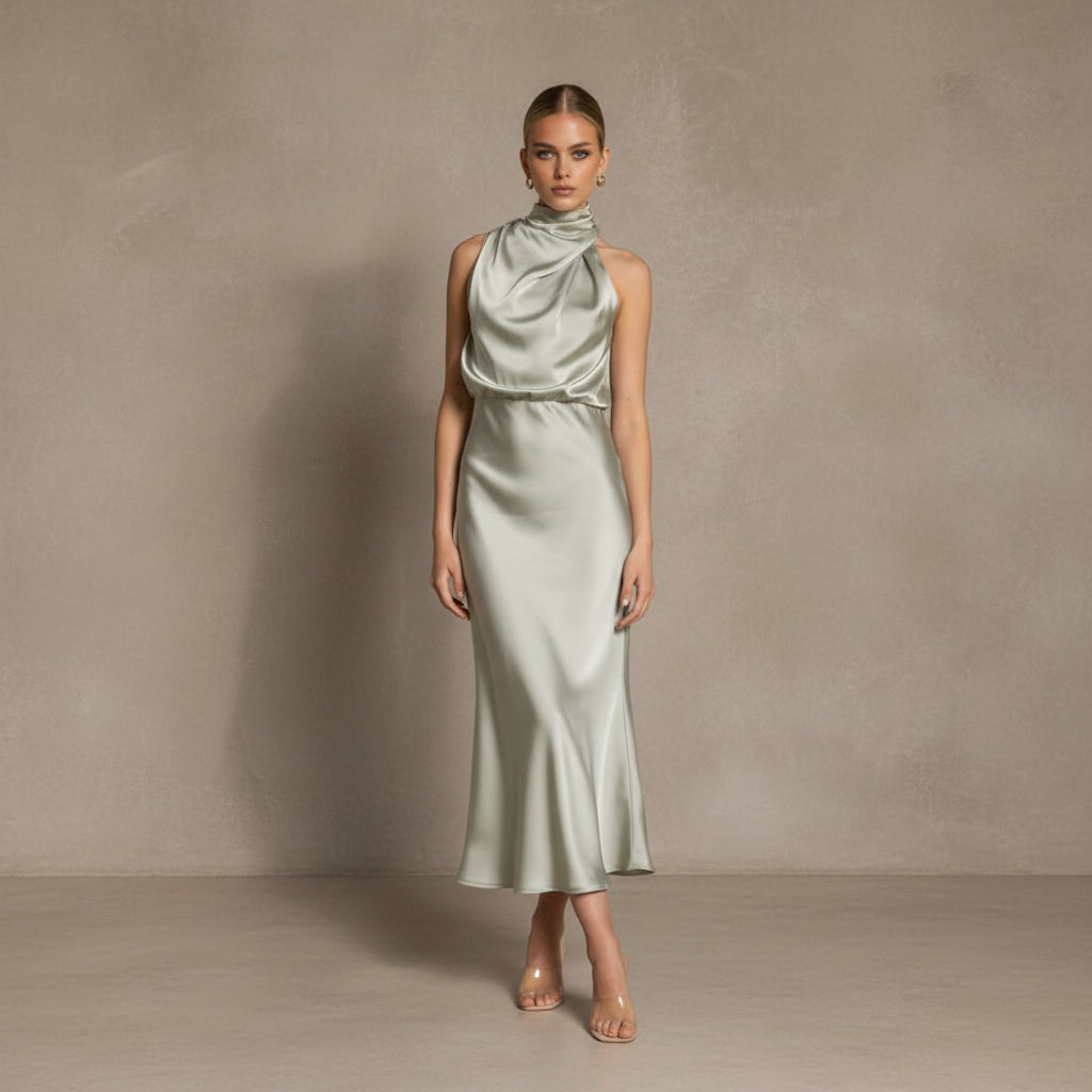 Juris - Elegante vestido largo brillante para ocasiones especiales