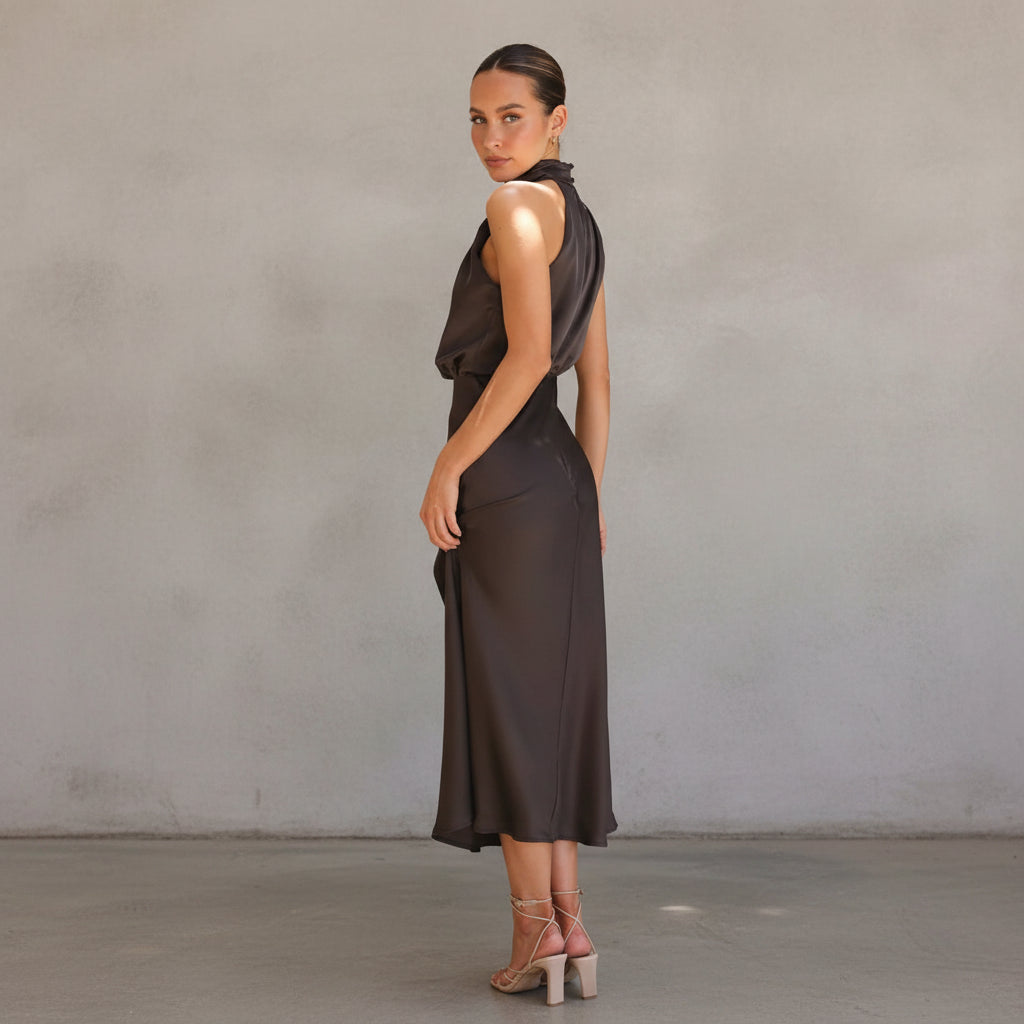 Juris - Elegante vestido largo brillante para ocasiones especiales