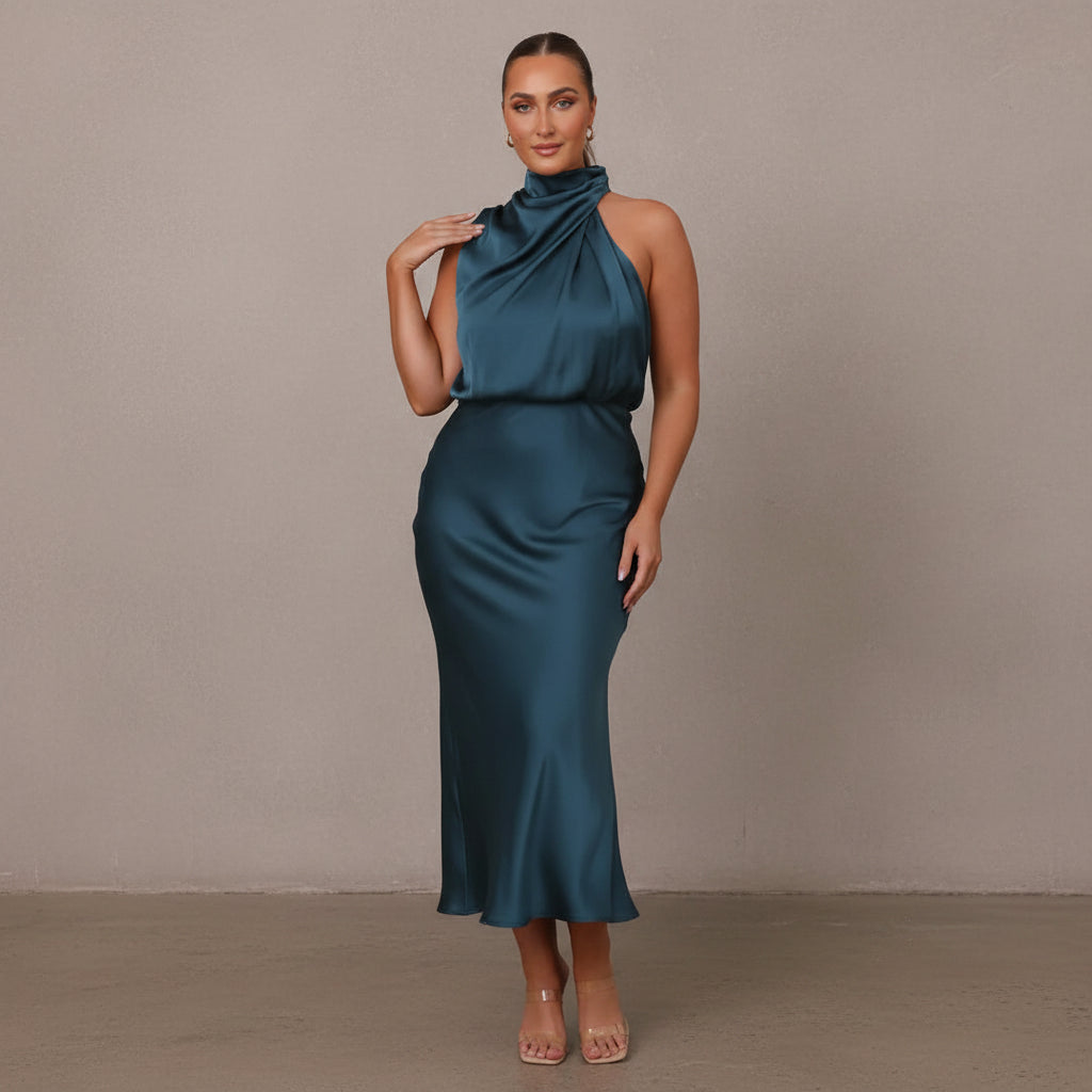 Juris - Elegante vestido largo brillante para ocasiones especiales