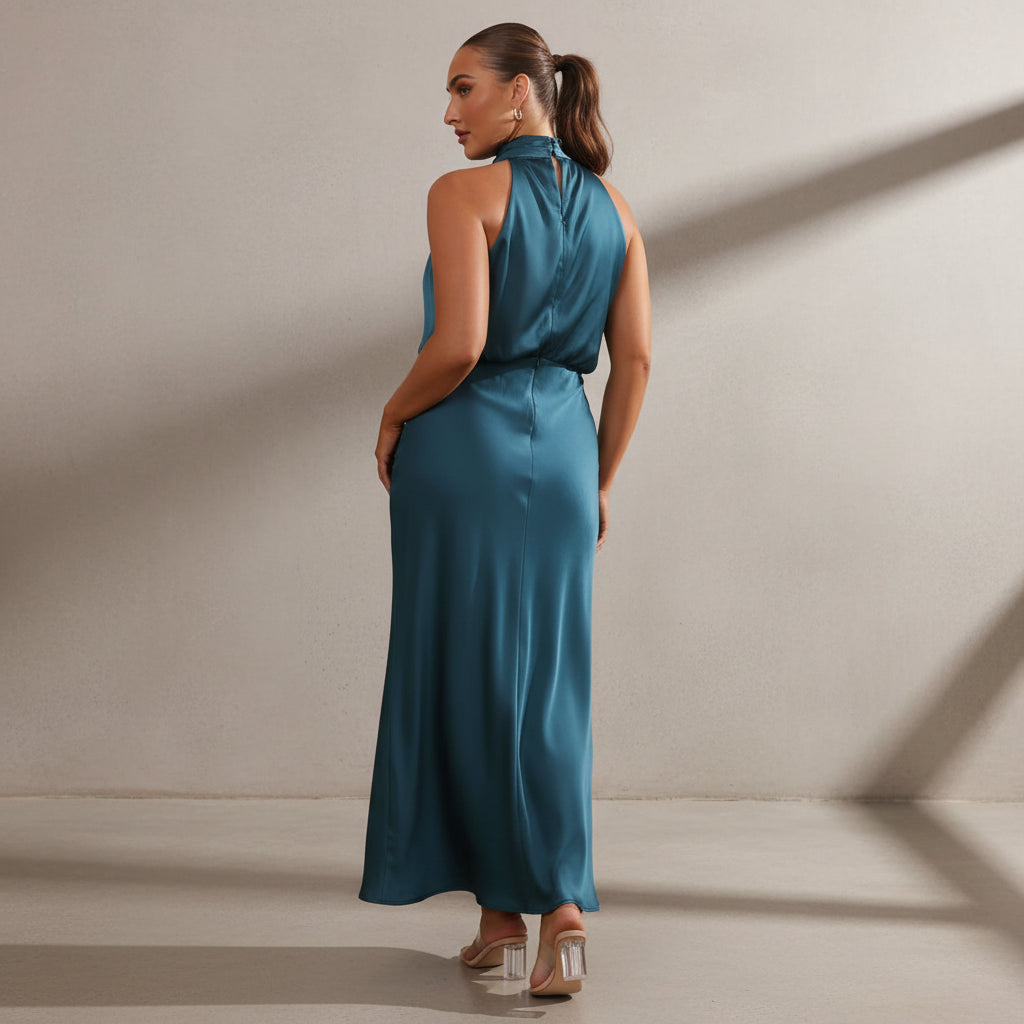 Juris - Elegante vestido largo brillante para ocasiones especiales