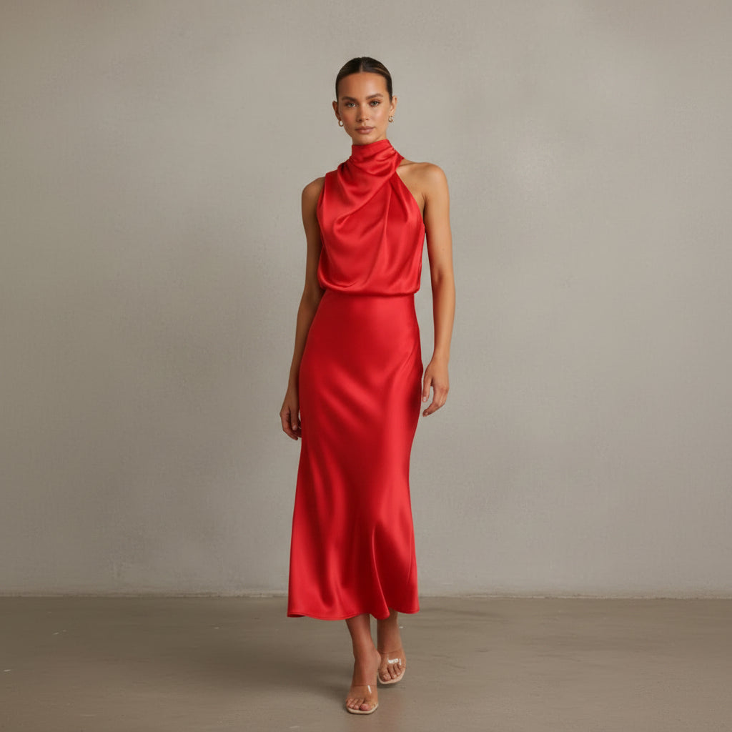 Juris - Elegante vestido largo brillante para ocasiones especiales
