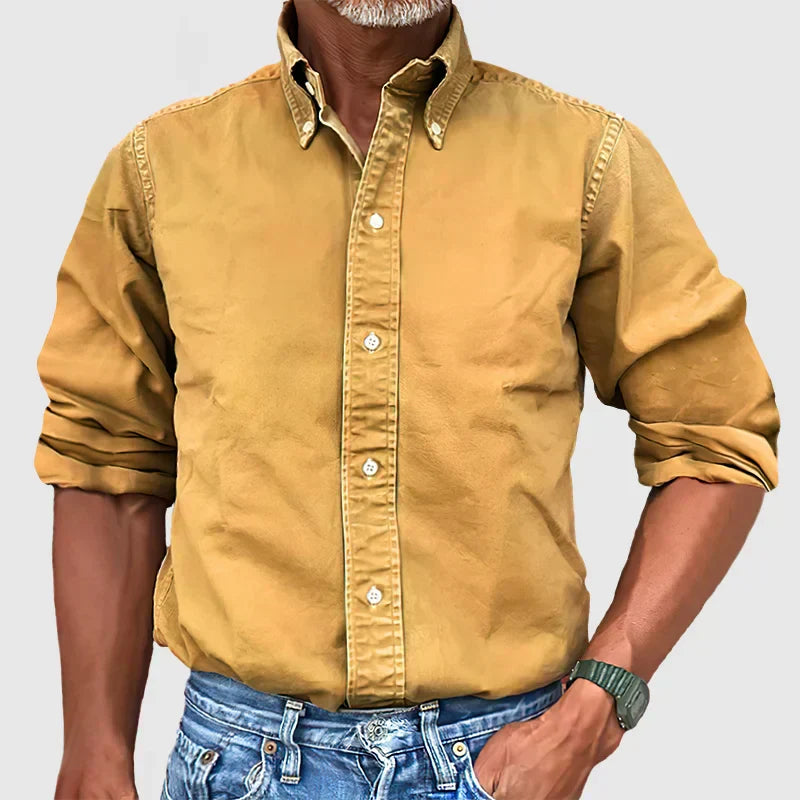 Vince – Camisa para hombre de estilo vintage con efecto desgastado