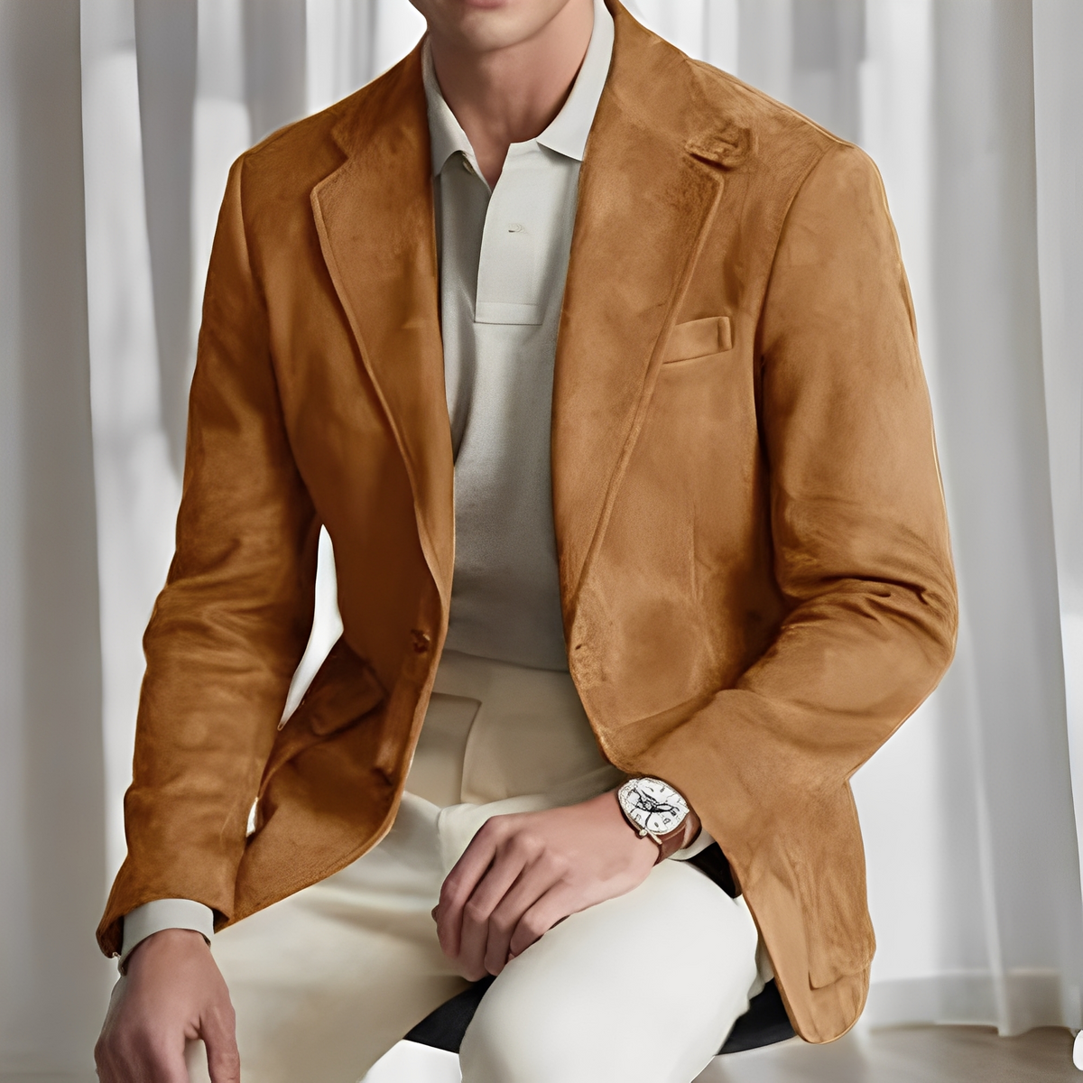 Martin - Chaqueta elegante de traje con botón para hombres