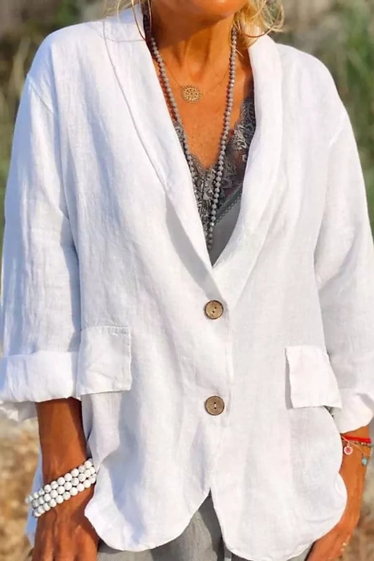 Jessica - Chaqueta Casual de Verano con Botones para Mujer