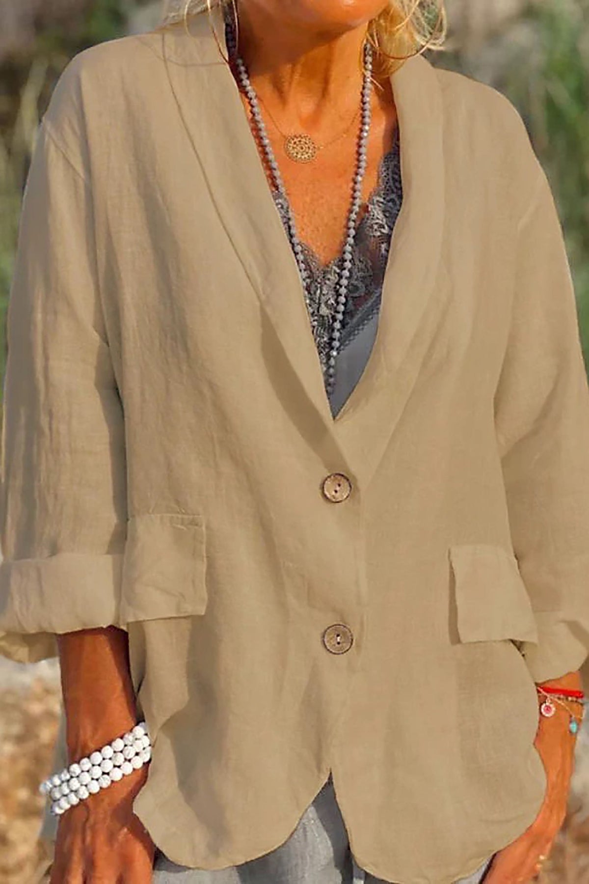Jessica - Chaqueta Casual de Verano con Botones para Mujer