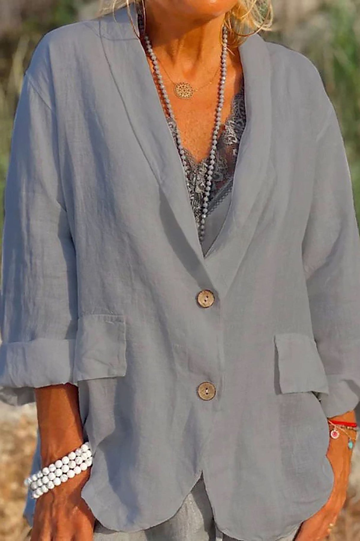 Jessica - Chaqueta Casual de Verano con Botones para Mujer