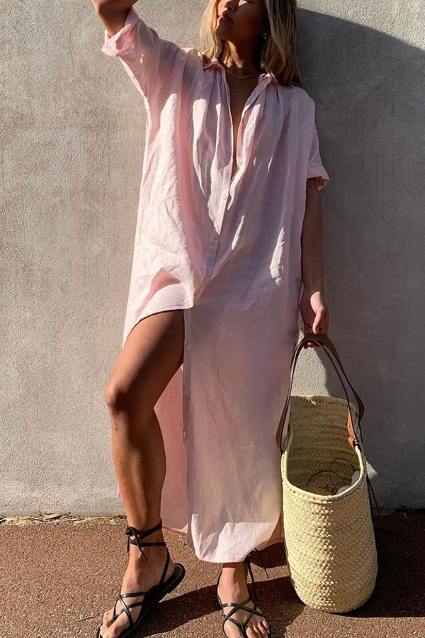 Gracey - Vestido camisa suelto en estilo veraniego de playa