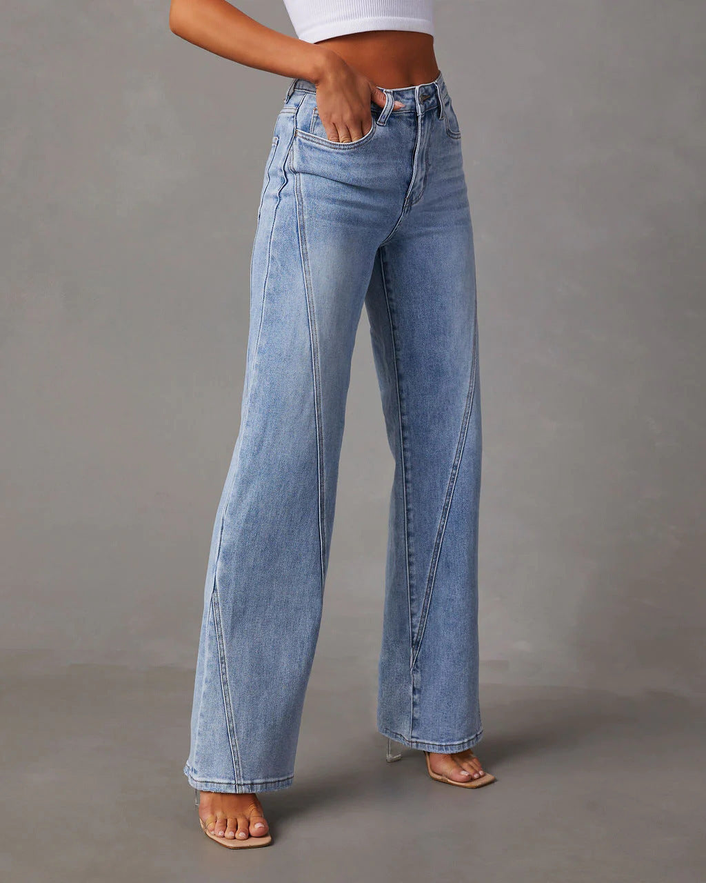 Rhian - Pantalones de Mezclilla de Pierna Ancha Estilosos