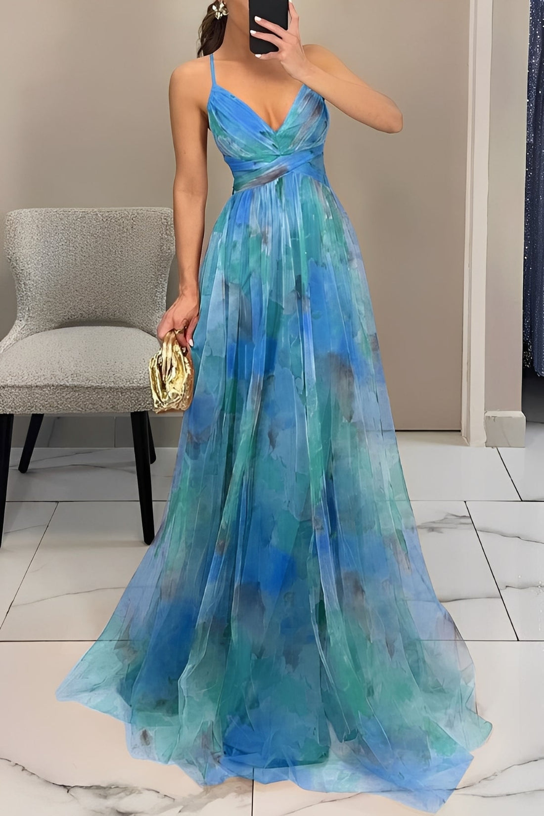 Davina - Vestido Maxi Línea A Elegante