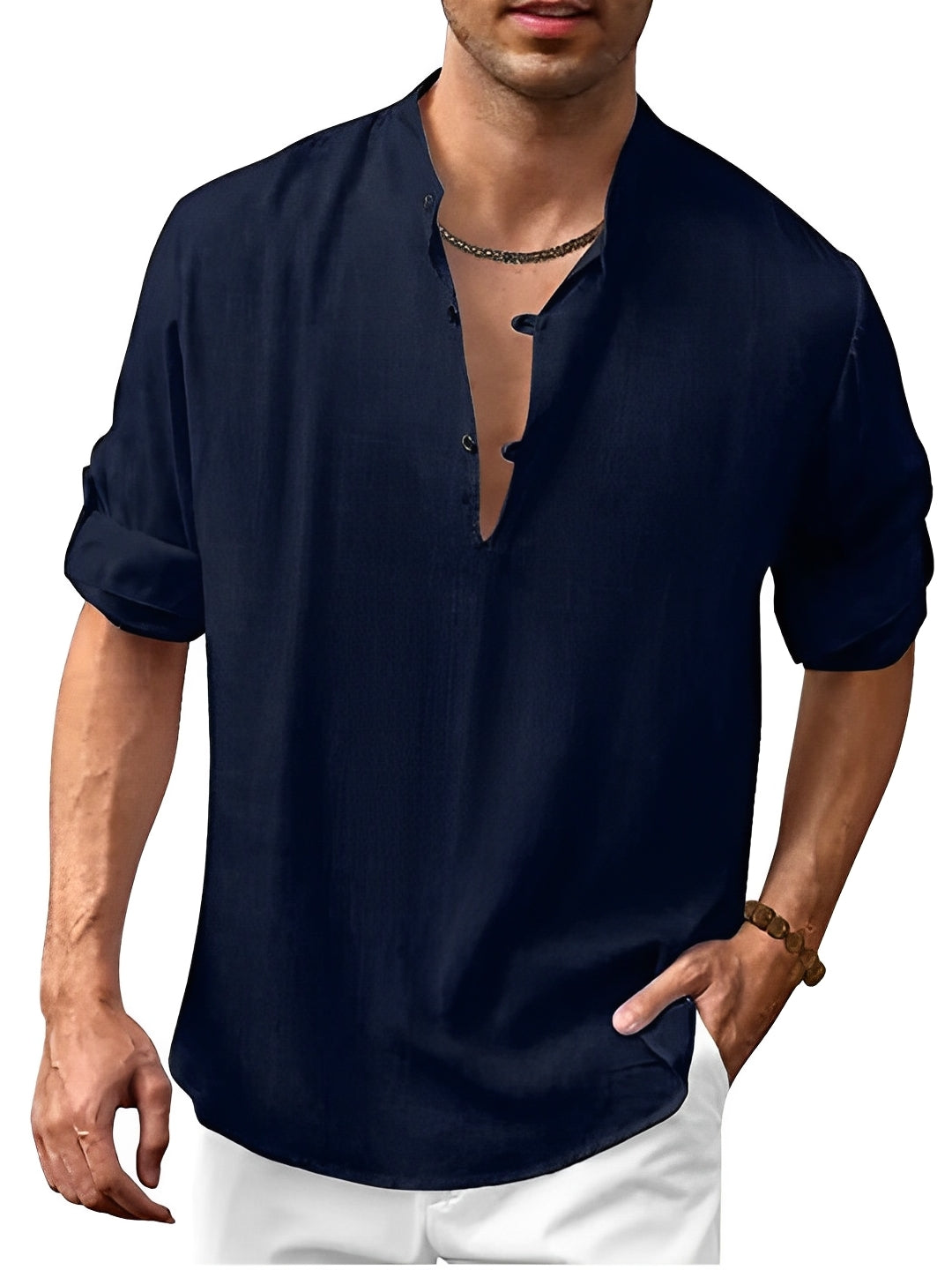 Andrew - Camisa masculina de verano de manga larga y estilo elegante