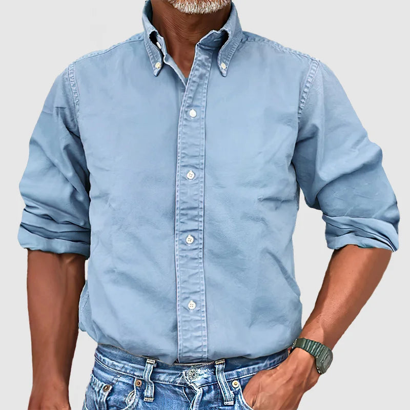Vince – Camisa para hombre de estilo vintage con efecto desgastado