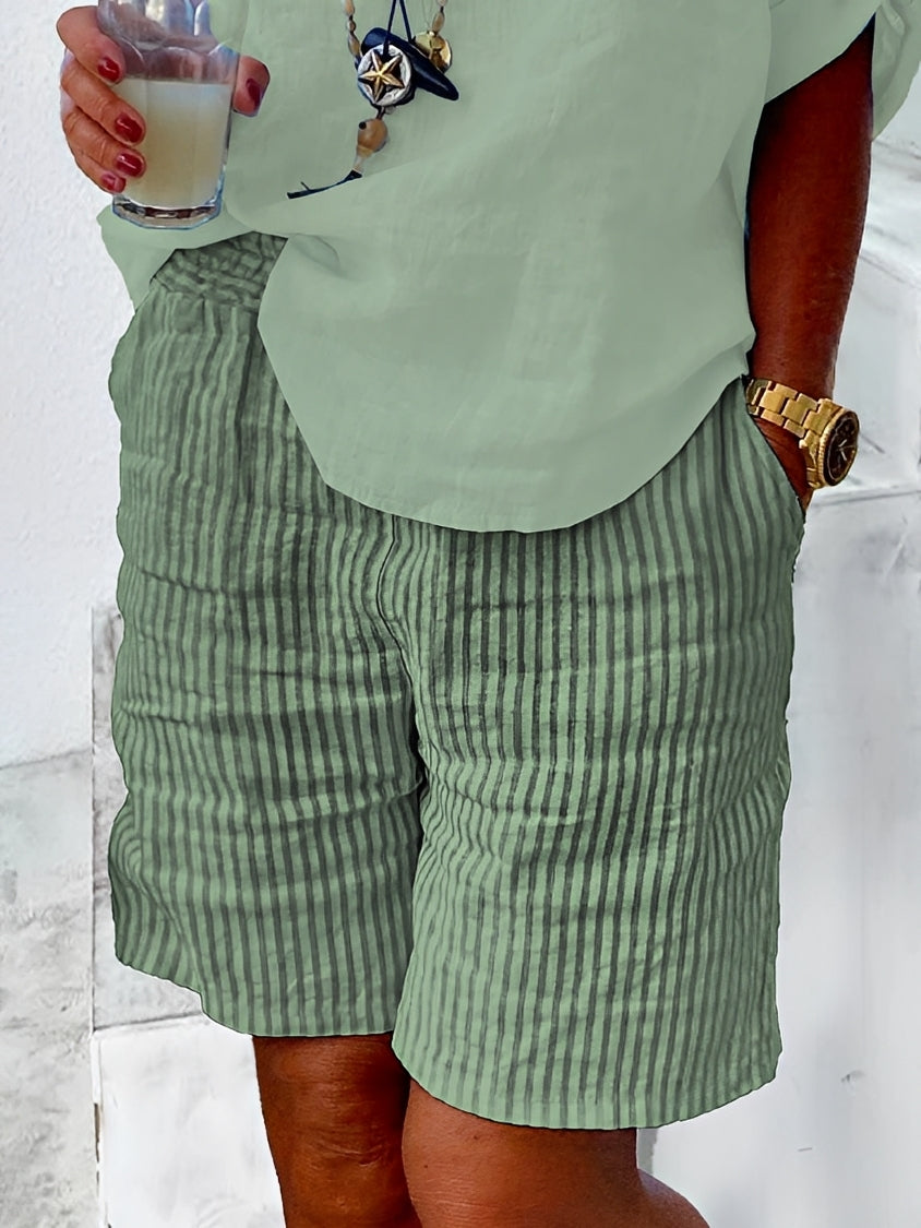 Kallie - Pantalones cortos elegantes a rayas para mujeres