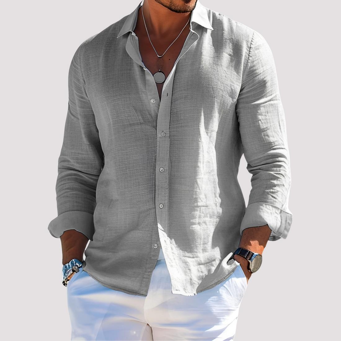 Dale – Camisa de manga larga para hombre – Informal y casual
