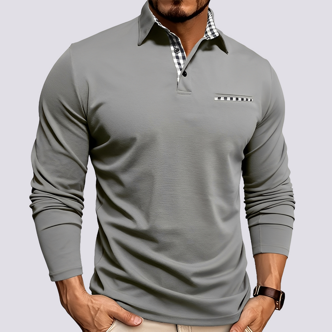 Mark – Polo para hombre – Camisa de manga larga casual