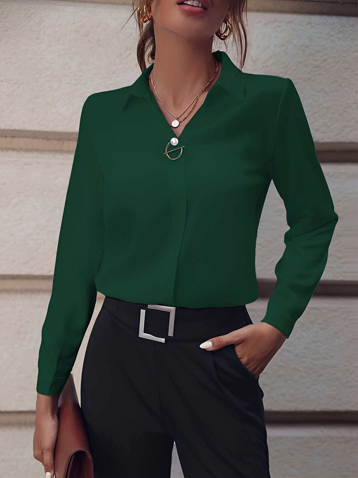 Erica - Camisa Formal de Manga Larga