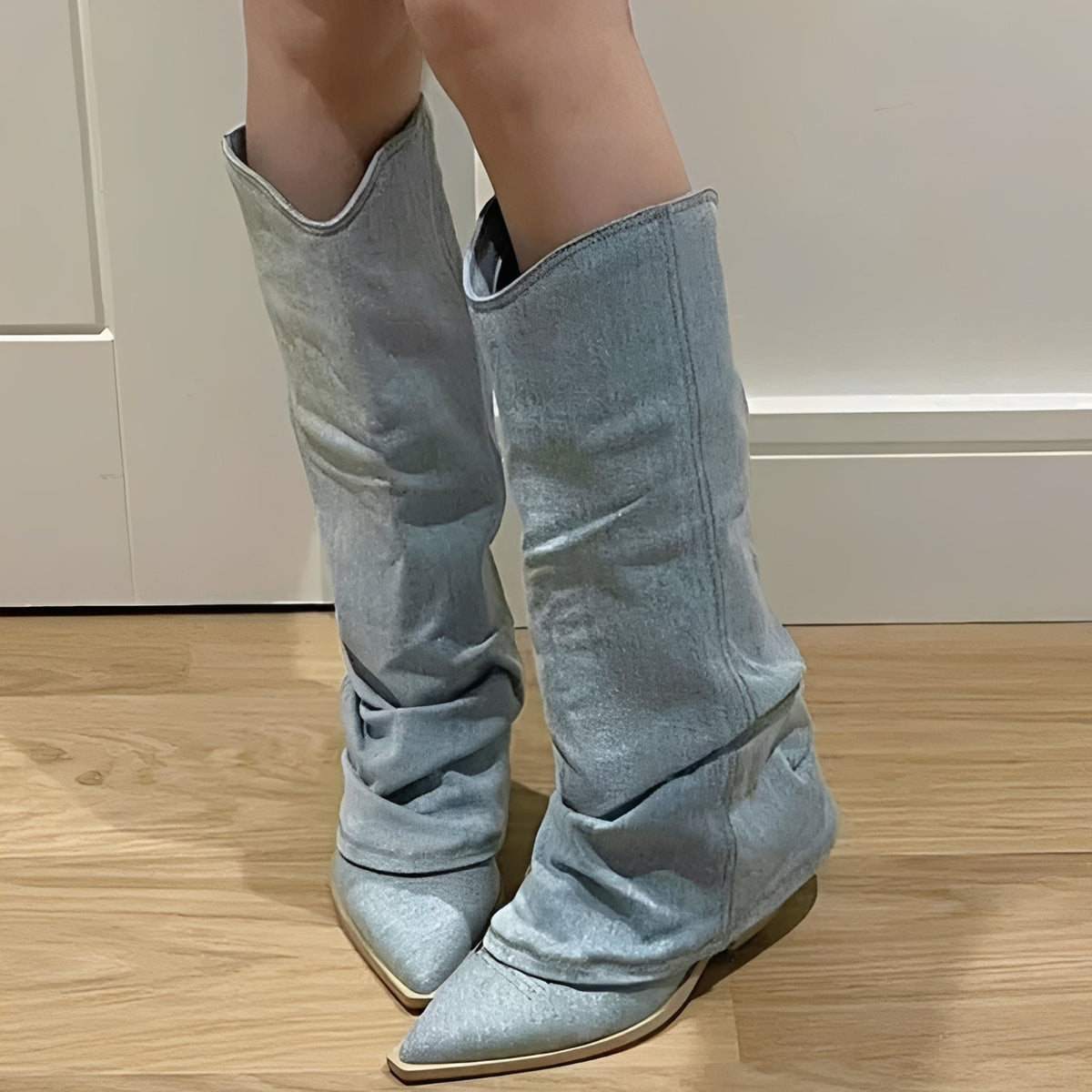 Josie - Elegantes botas de jean hasta la rodilla para damas