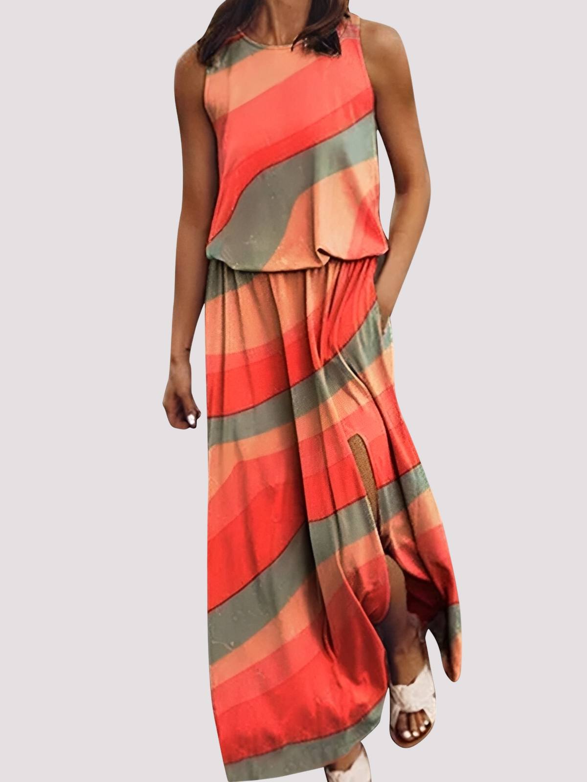 Halle - Elegante vestido maxi sin mangas para damas