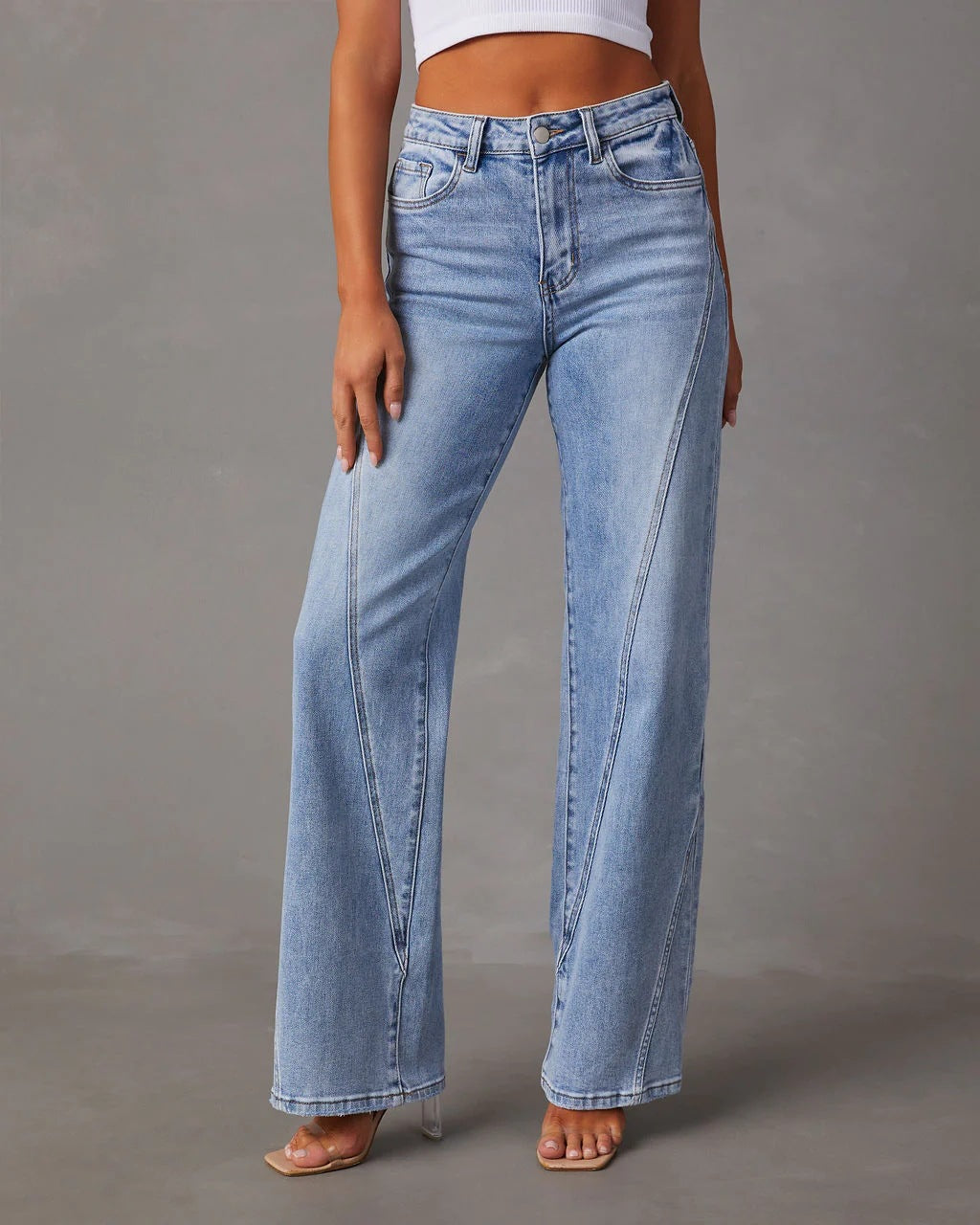 Rhian - Pantalones de Mezclilla de Pierna Ancha Estilosos