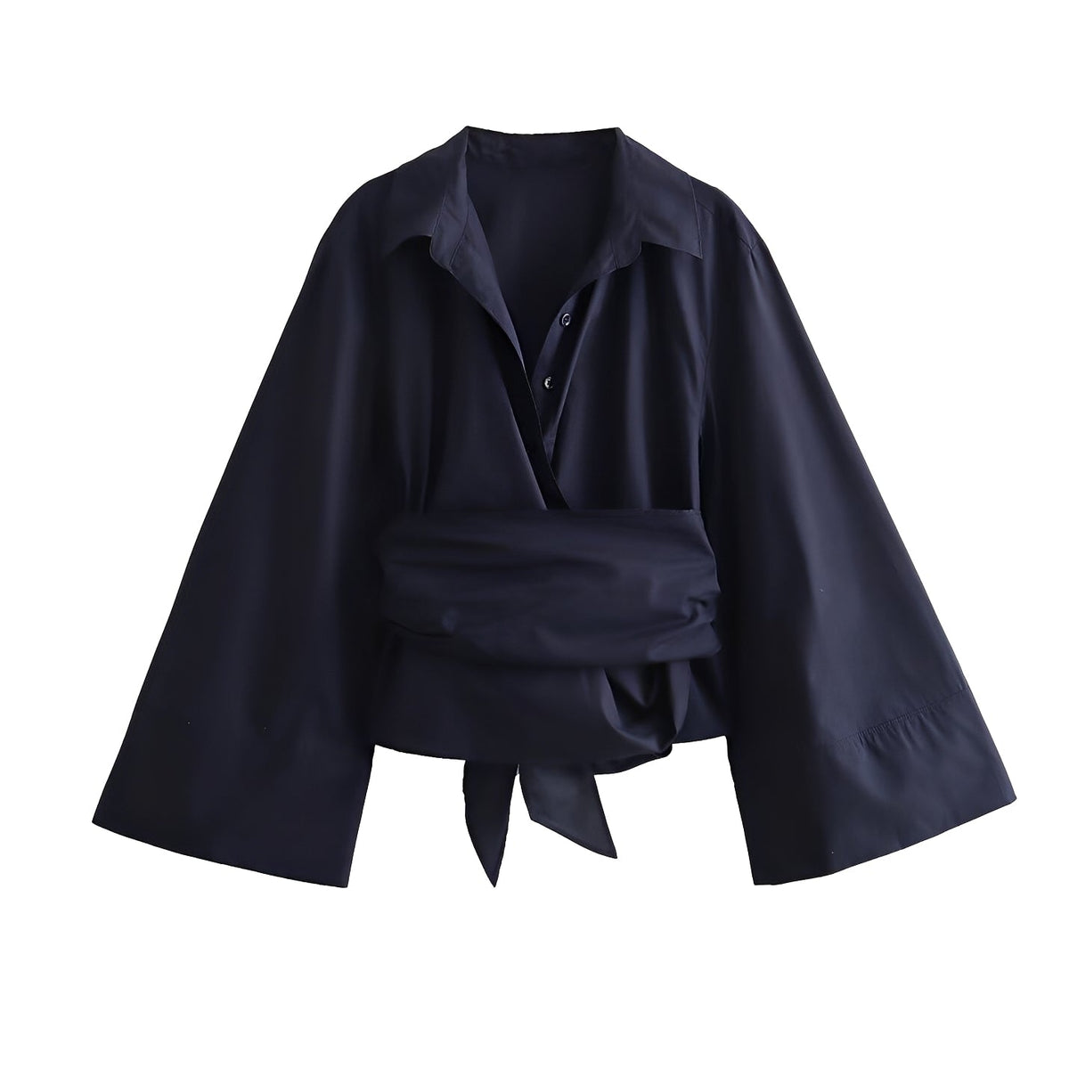 Shania - Elegante blusa de corte holgado con cinturón para damas