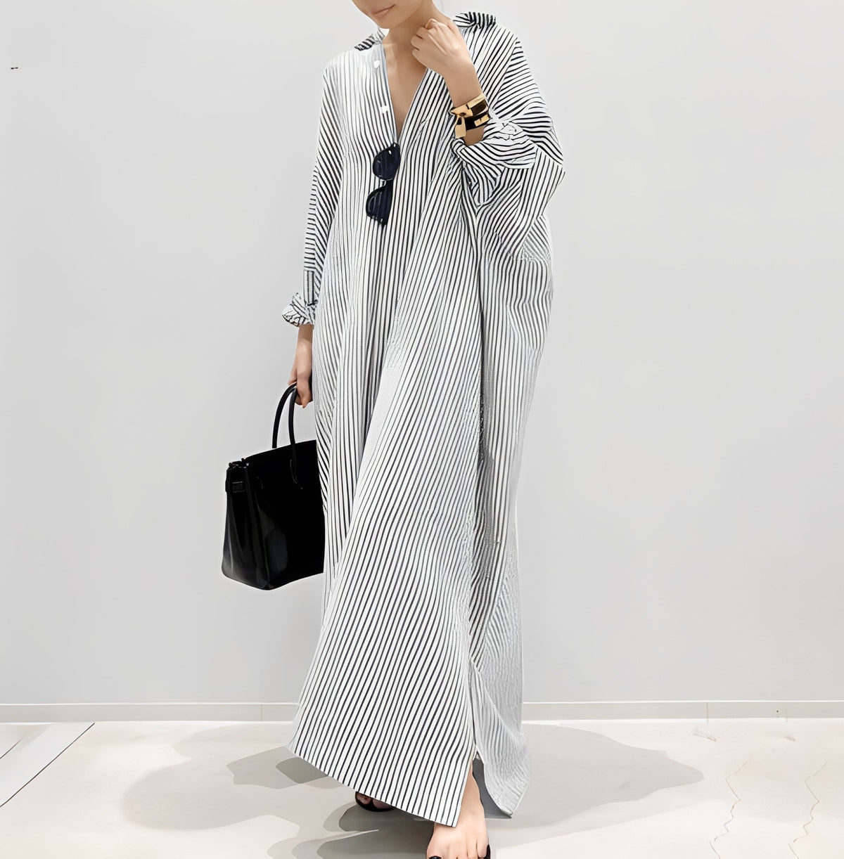 Jasmine - Vestido camisero elegante a rayas para mujeres