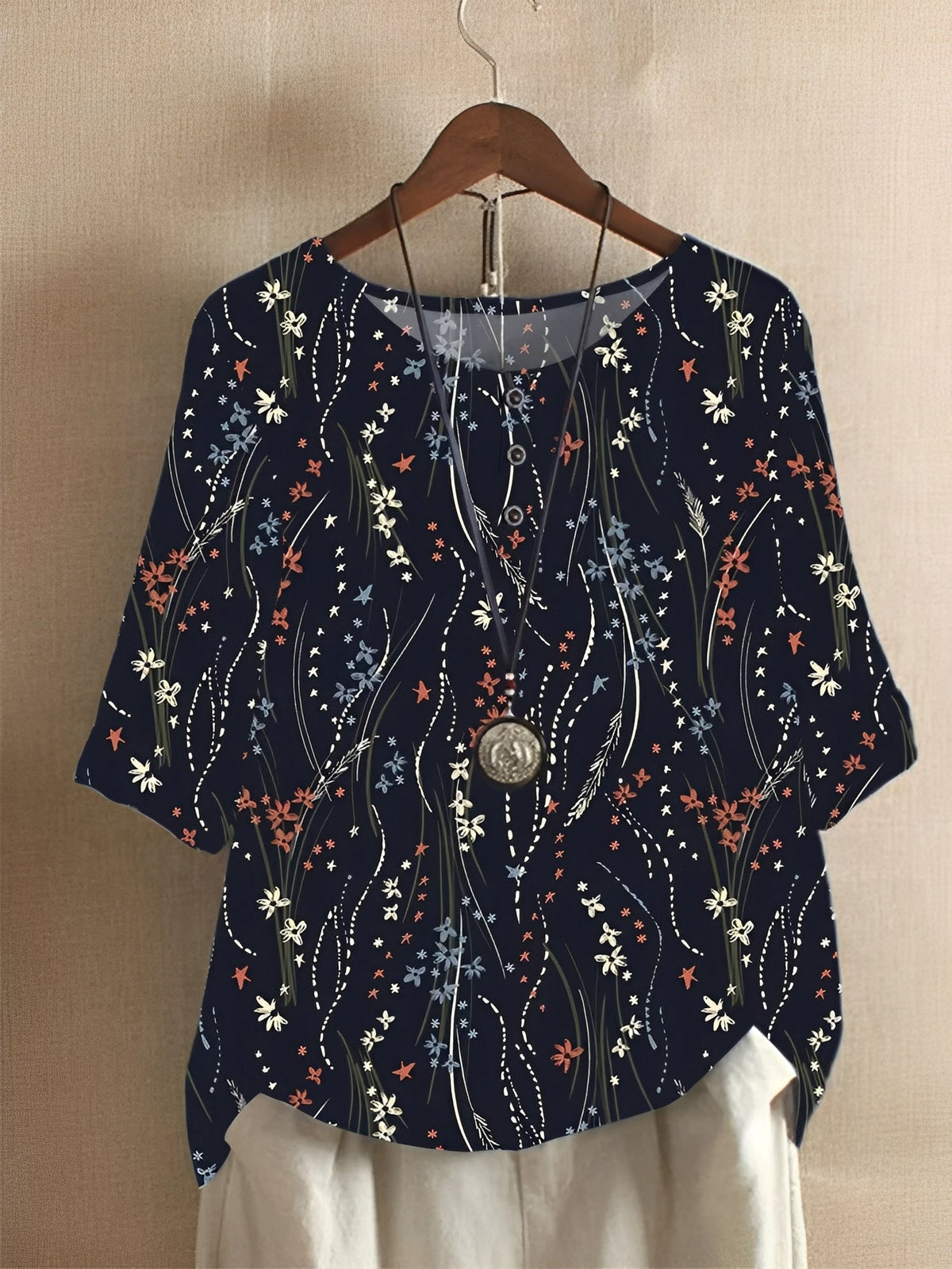 Hennie - Camisa estampada de corte holgado para damas