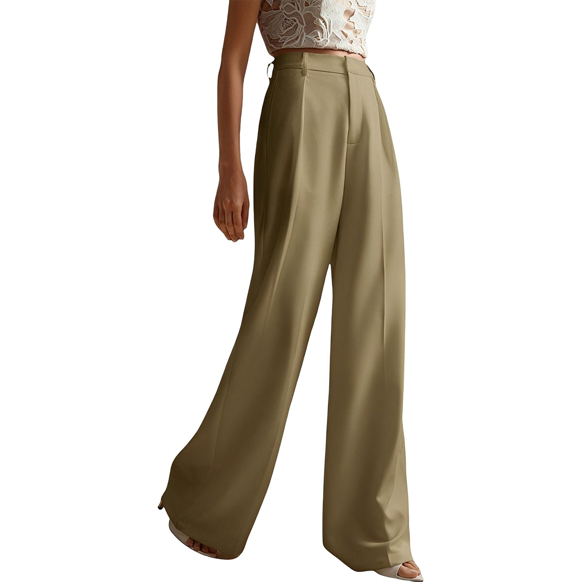 Elaida - Pantalones Casuales de Pierna Ancha