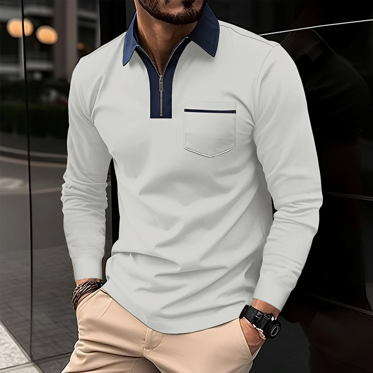 Jackson - Polo de Manga Larga Hombre - para Uso Casual