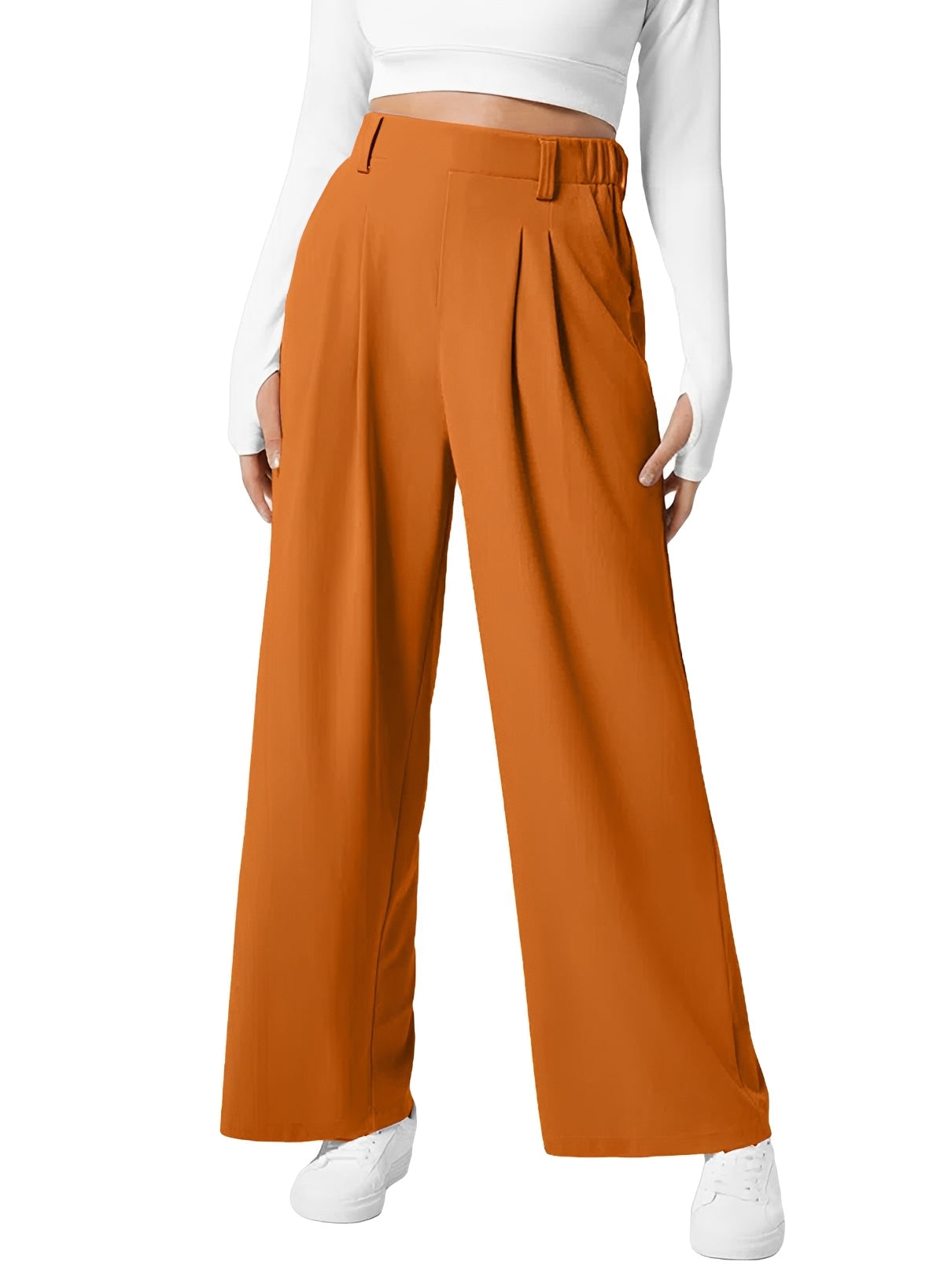 Kyla - Pantalones Anchos de Cintura Alta con Elástico