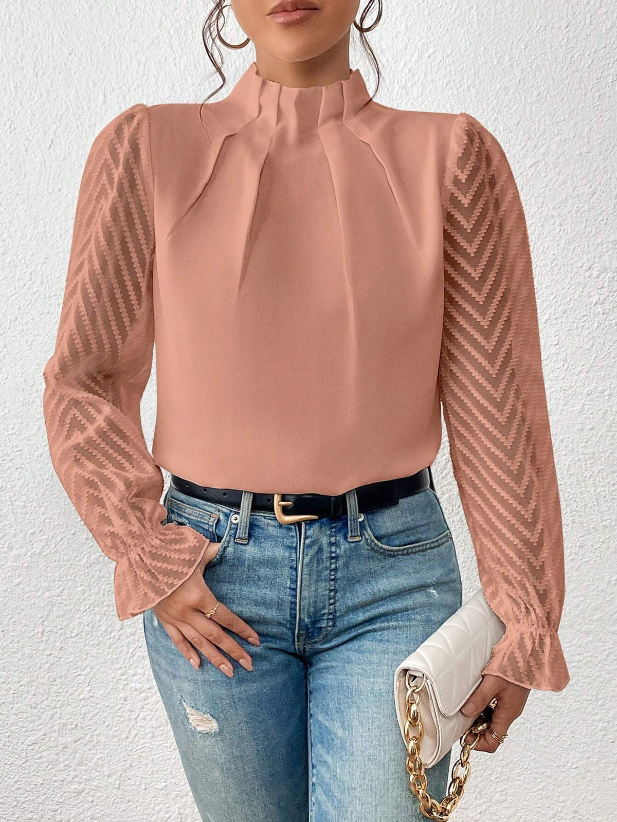 Astrid - Blusa costera con mangas de encaje