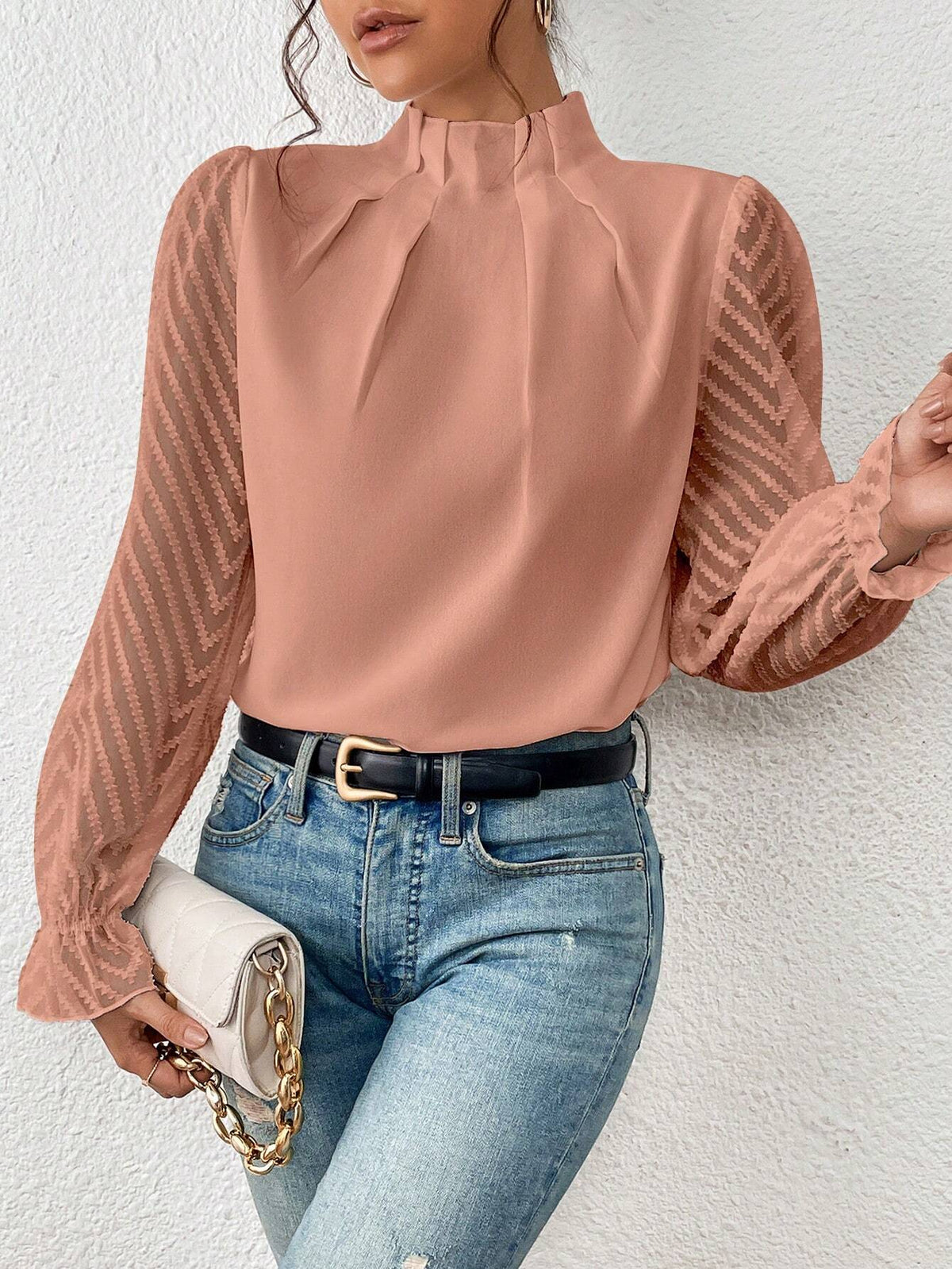 Astrid - Blusa costera con mangas de encaje