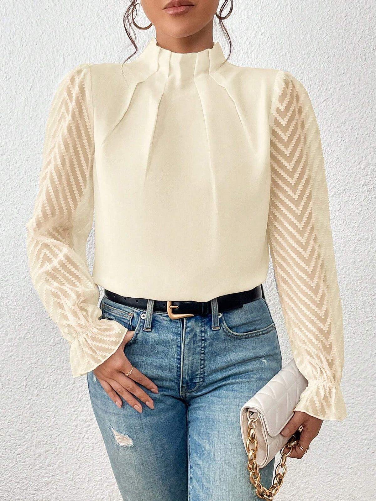 Astrid - Blusa costera con mangas de encaje