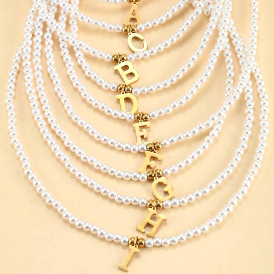 Collar de perlas con iniciales - Collar de perlas a medida