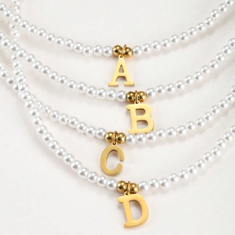 Collar de perlas con iniciales - Collar de perlas a medida