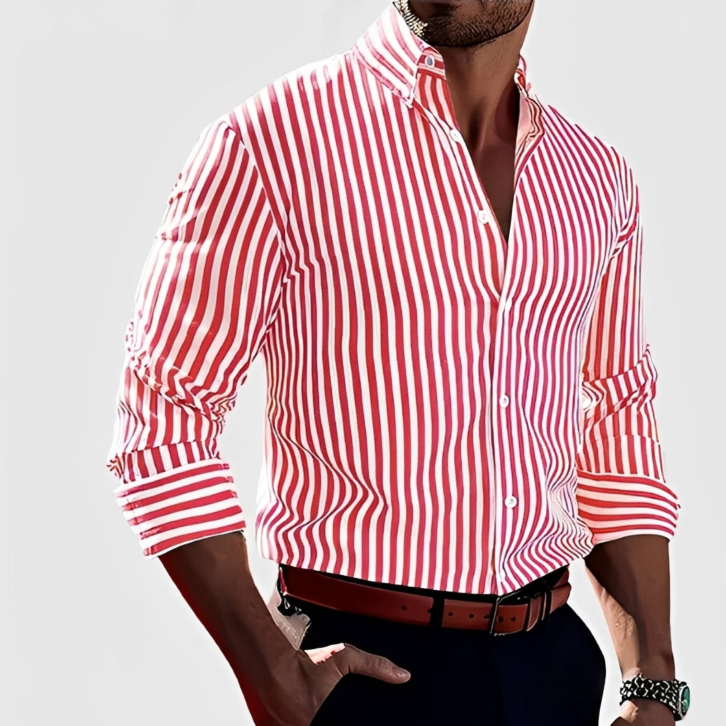 Robbins - Camisa de Manga Larga a Rayas Casual
