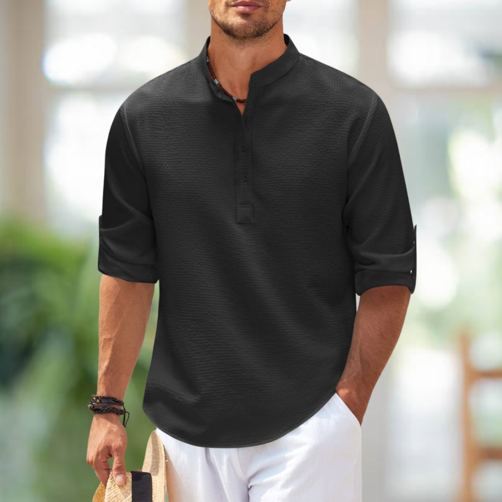 Cormac - Camisa de lino de manga larga para hombre