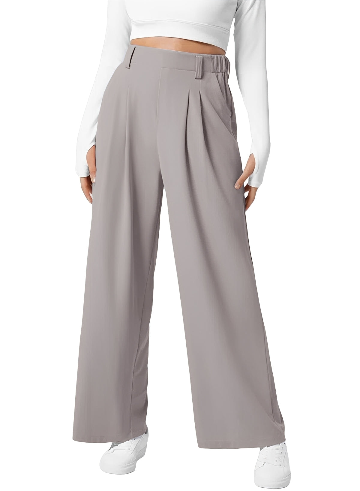 Kyla - Pantalones Anchos de Cintura Alta con Elástico