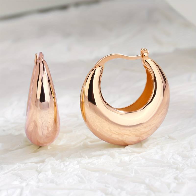 Pendientes anchos en oro de 18 quilates - Pendientes abiertos anchos