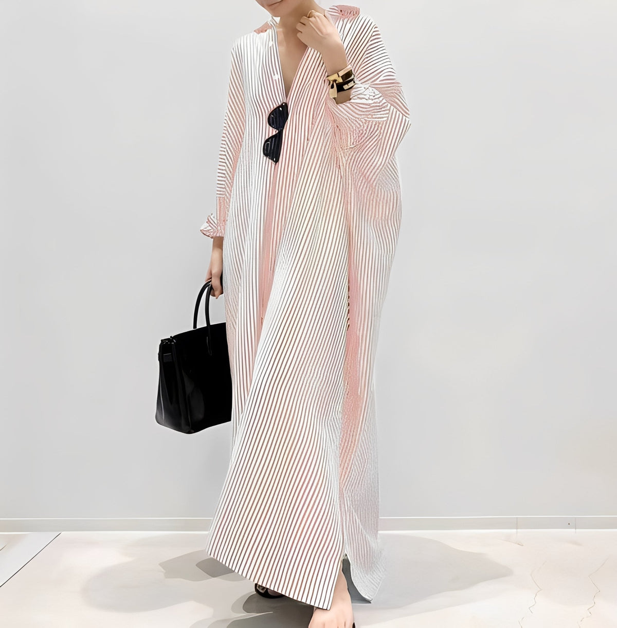 Jasmine - Vestido camisero elegante a rayas para mujeres