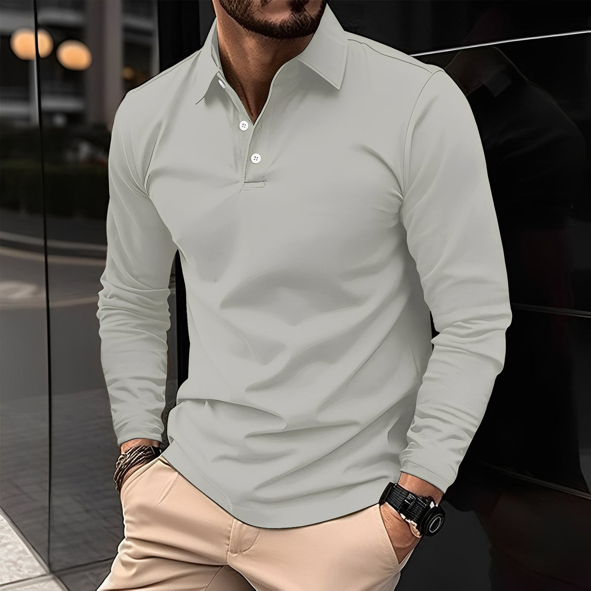 Deacon - Polo de manga larga confortable