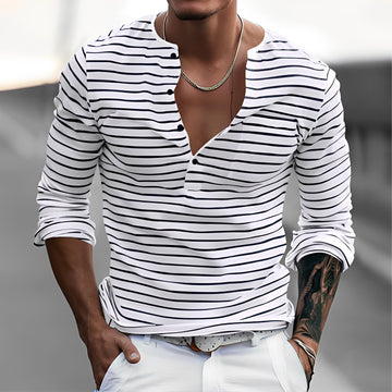 Thomson - Camisa Estilizada de Manga Larga a Rayas