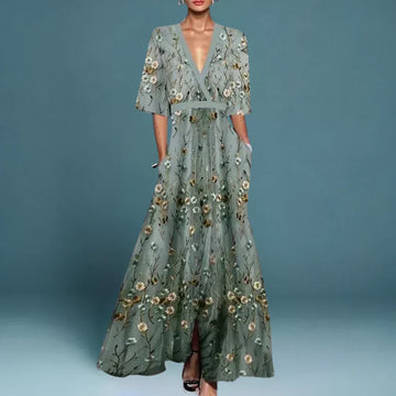 Jill- Elegante vestido maxi para damas con estampado floral