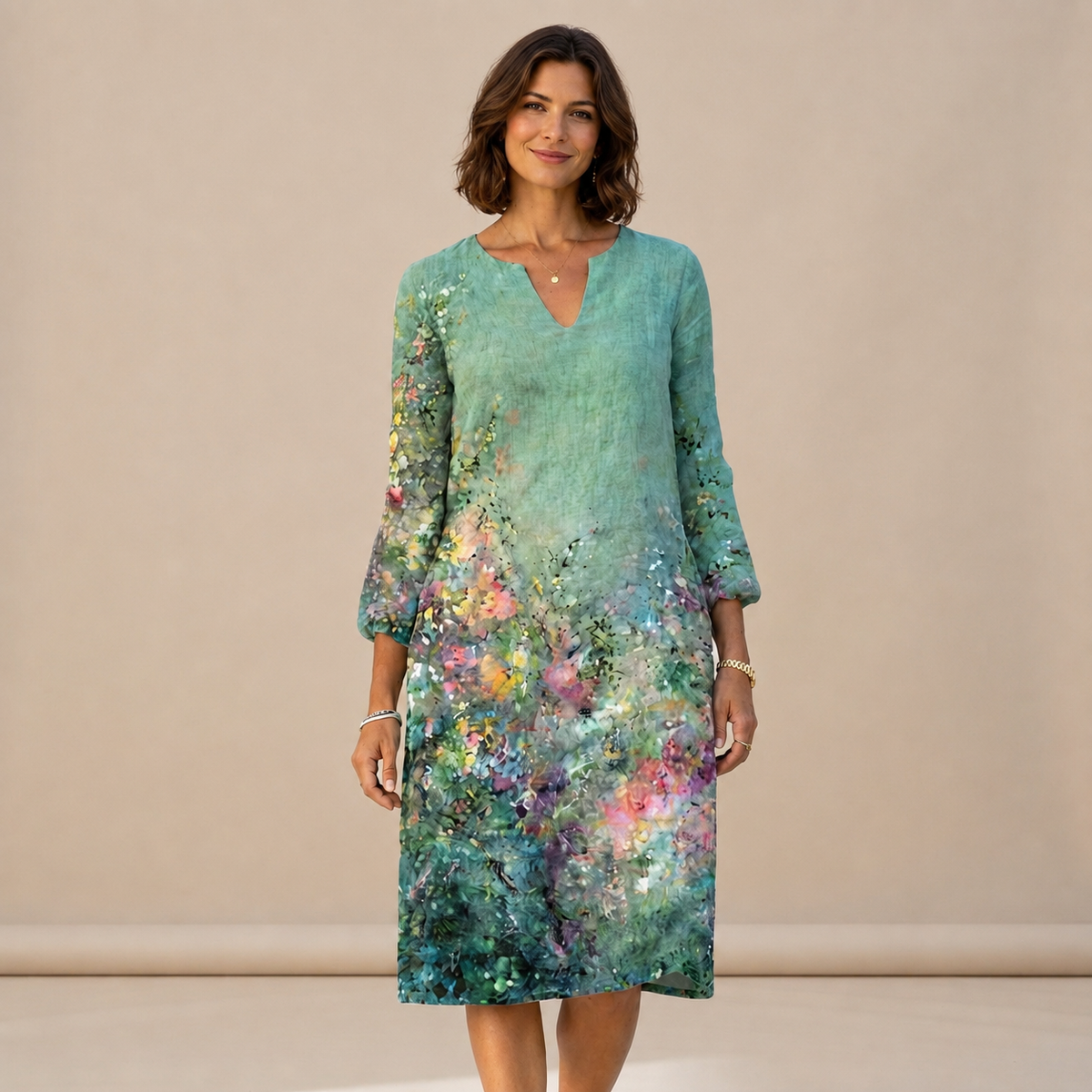 Ninna - Vestido Sofisticado y Suelto con Escote en V