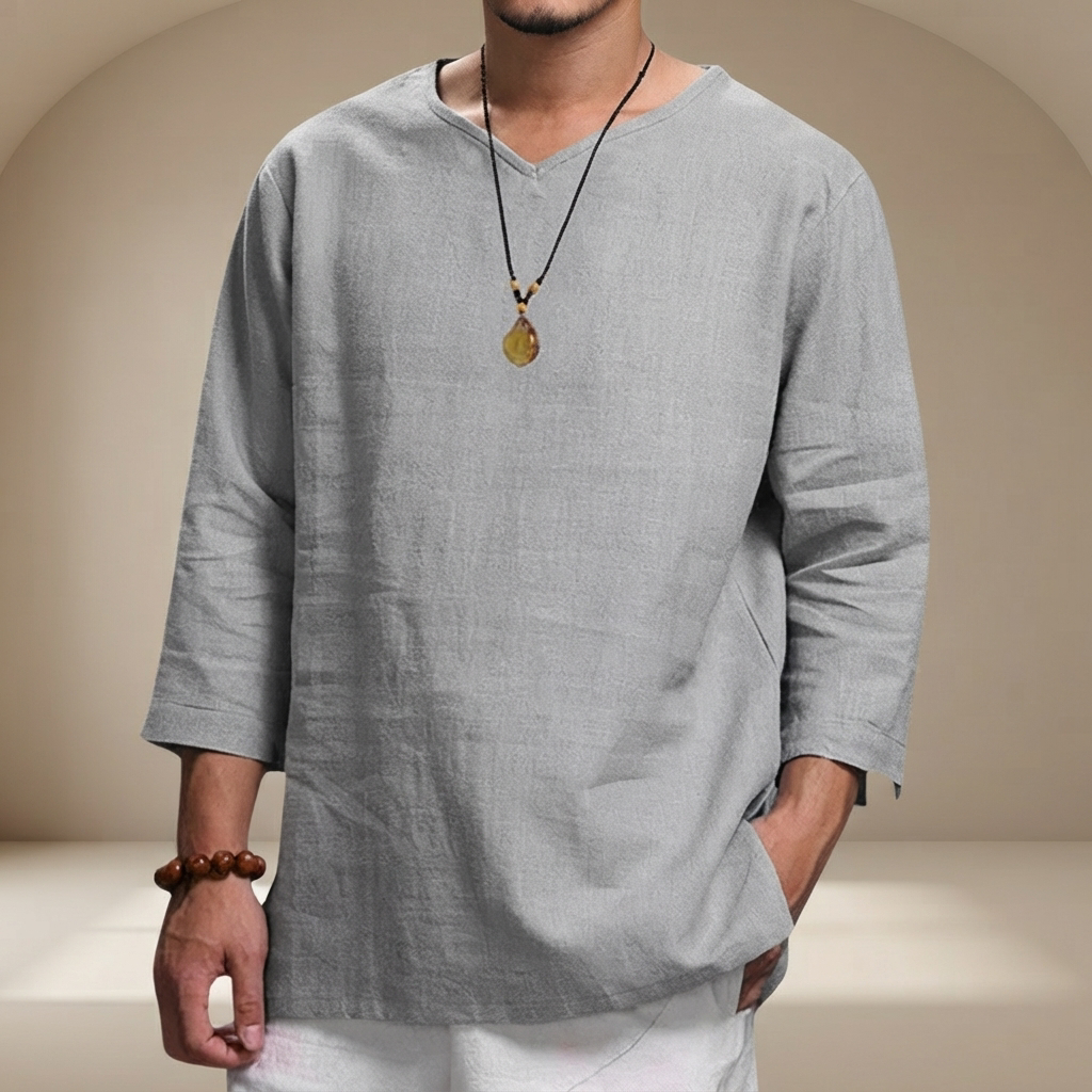 Edwin - Blusa Casual Suelta con Cuello en V