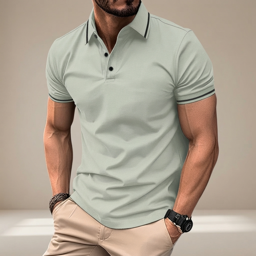 Elvan - Camisa Polo Casual con Medio Botón