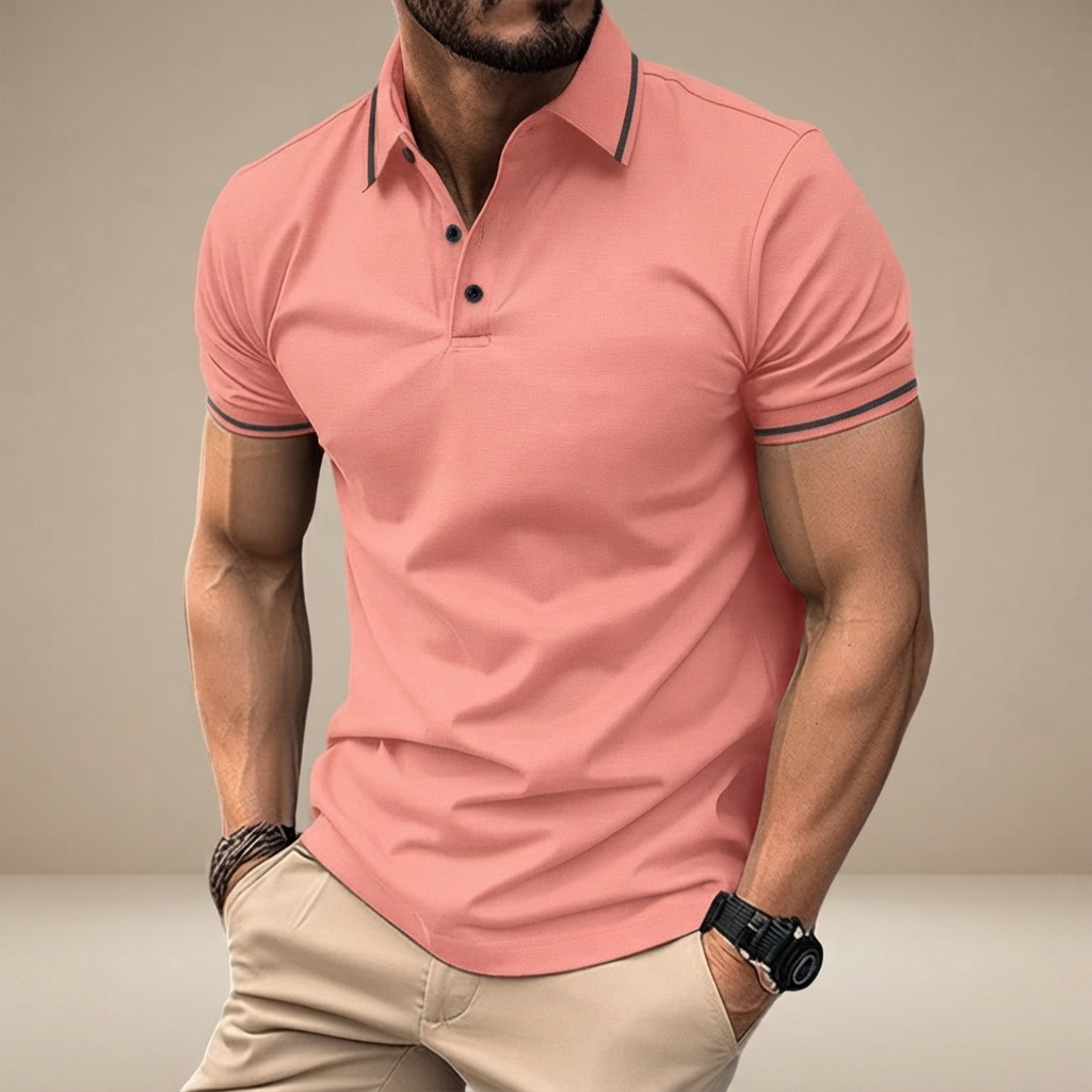 Elvan - Camisa Polo Casual con Medio Botón