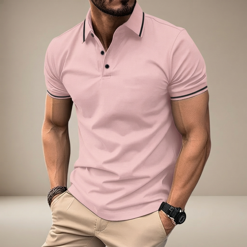 Elvan - Camisa Polo Casual con Medio Botón