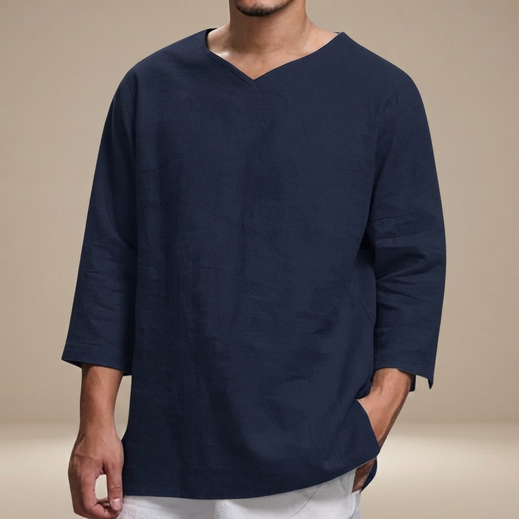 Edwin - Blusa Casual Suelta con Cuello en V