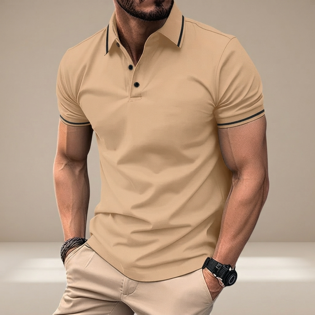 Elvan - Camisa Polo Casual con Medio Botón