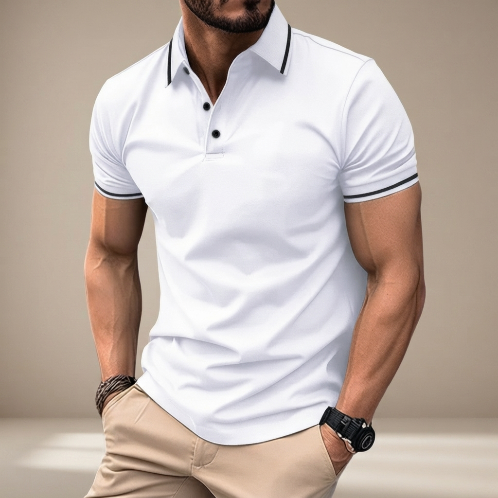 Elvan - Camisa Polo Casual con Medio Botón